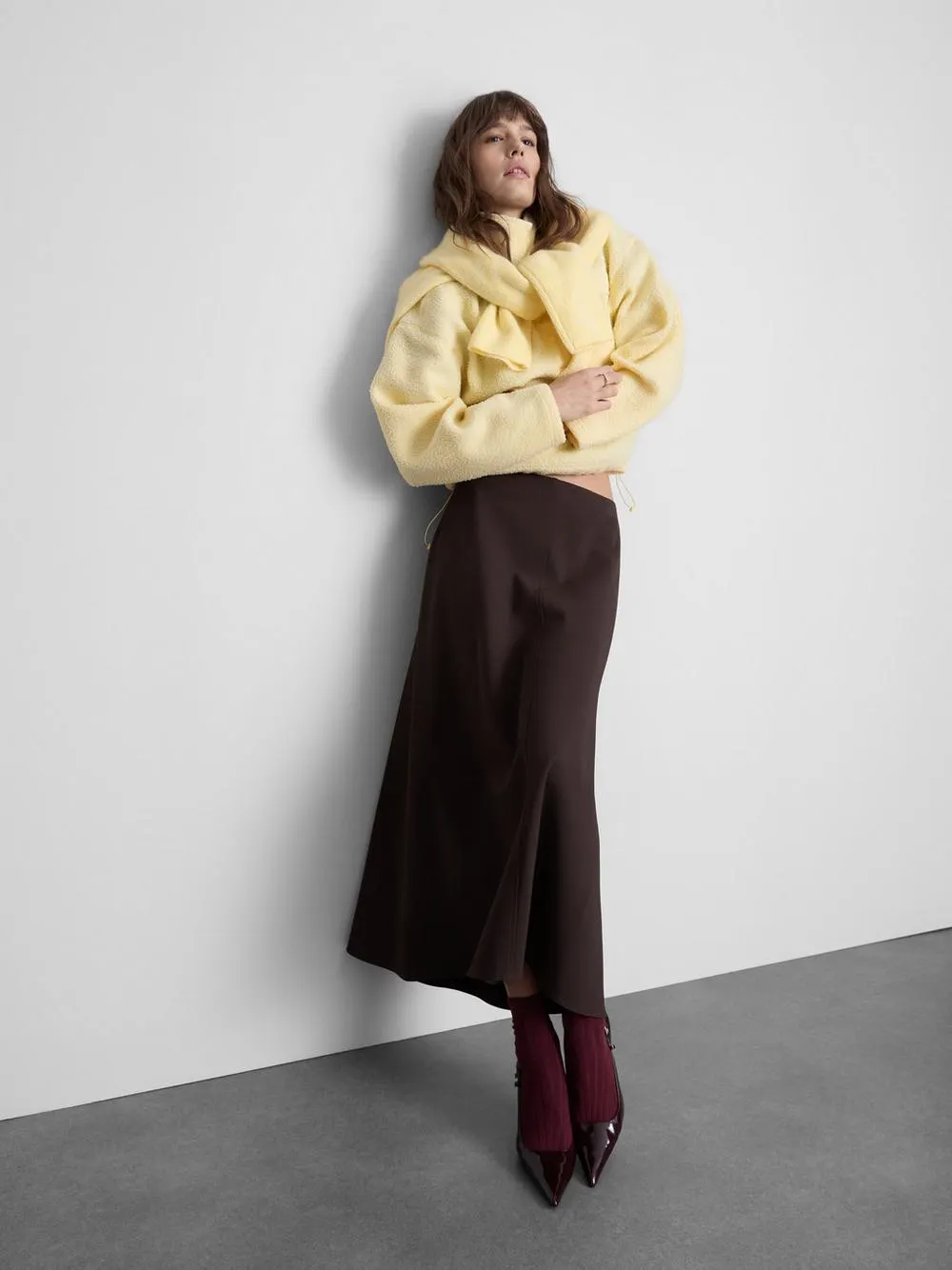 Borg-Sweatshirt mit halber Knopfleiste