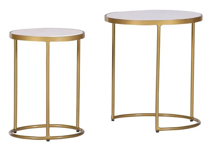 Couchtisch-Set CHUCK IV 2-tlg. weiß/goldfarbig