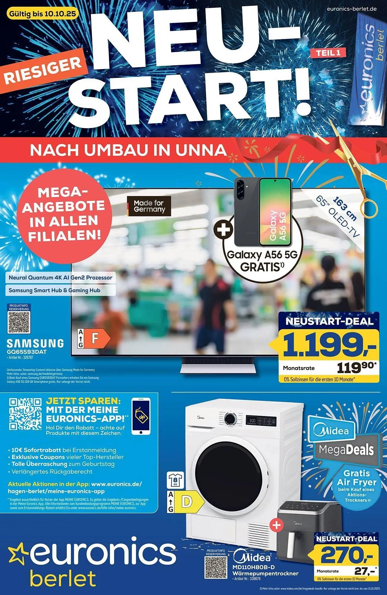 Euronics Berlet Prospekt von 4. Oktober bis 10. Oktober 2025 - Prospekt seite 1