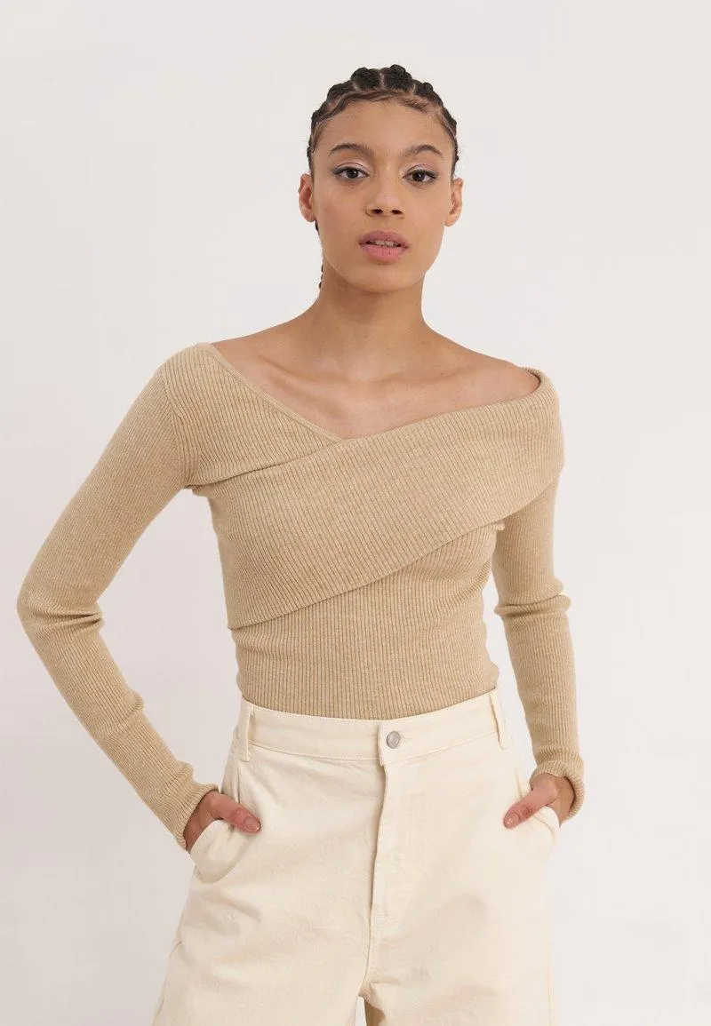 Pullover - mottled beige