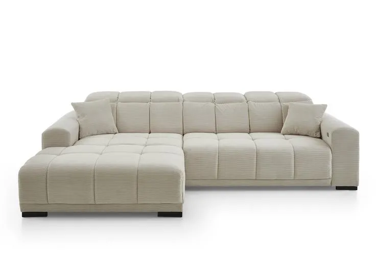 Ecksofa MACON 195 x 301 cm Cord beige