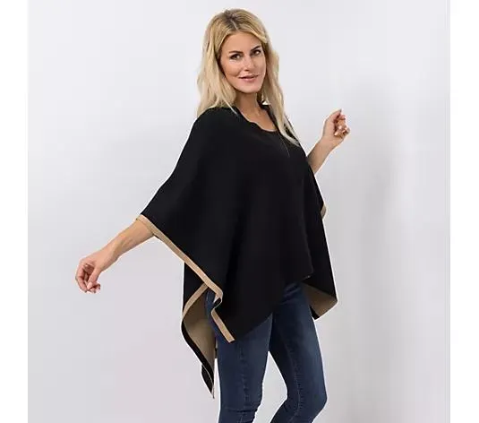 DINE 'N' DANCE Poncho offene Front Kontrast-Streifen
