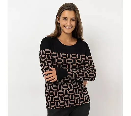 EVA LUTZ Pullover Rundhalsausschnitt Jacquardstrick figurumspielend