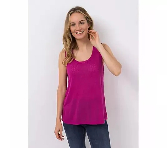 KIM & CO. Top Leinen Optik Jersey Rundhalsausschnitt figurumspielend