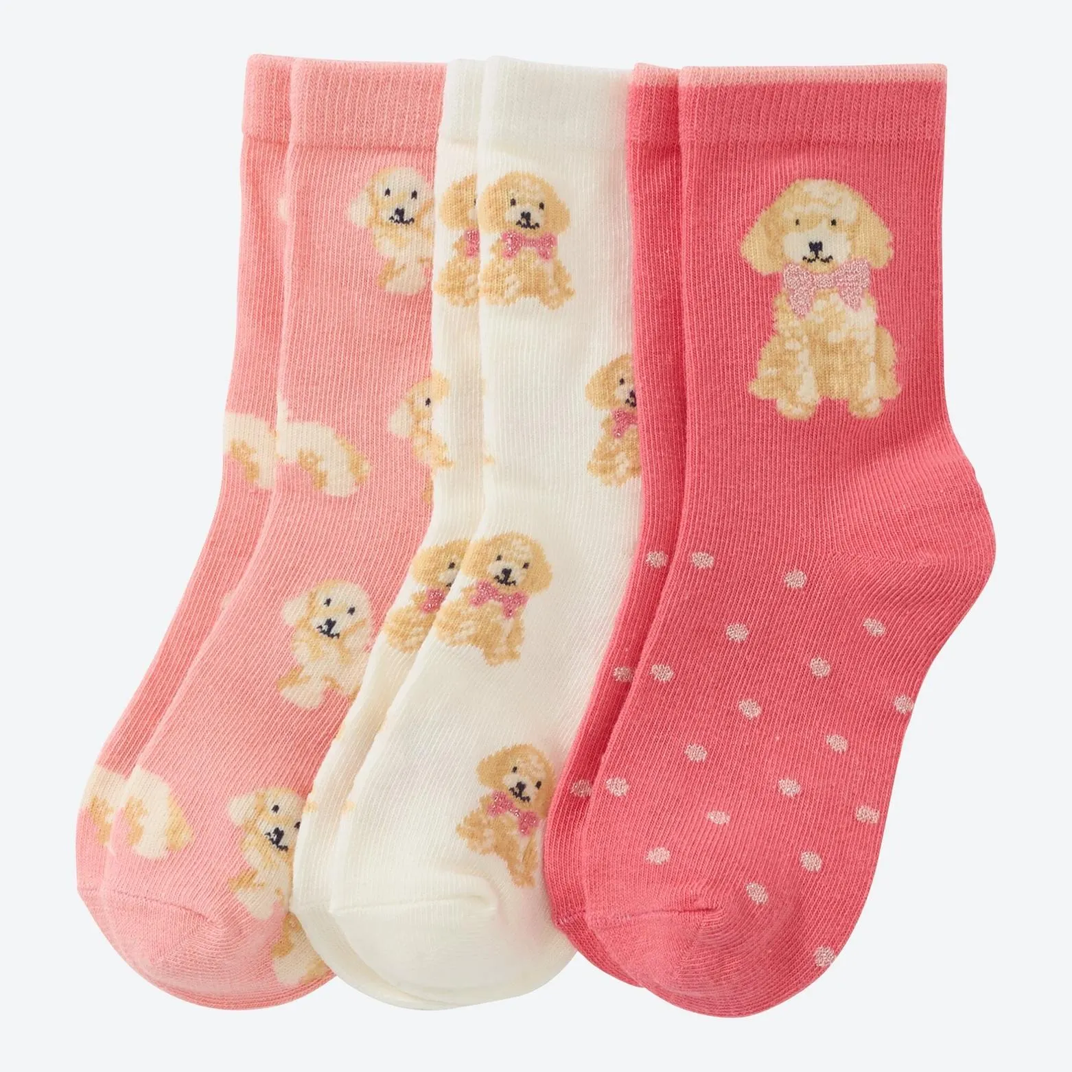 Kinder-Mädchen-Socken mit Glitzereffekt, 3er-Pack