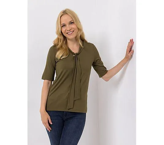 VIA MILANO Shirt, 1/2-Arm mit ECOVERO Viskose Schluppe figurumspielend