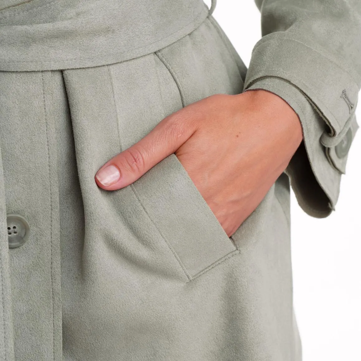 Damen Trenchcoat mit Velours-Touch