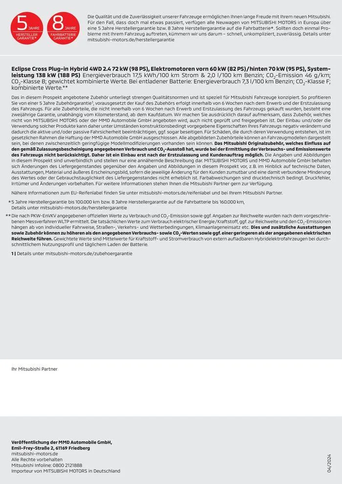 Eclipse Cross Plug-in Hybrid von 30. April bis 30. April 2025 - Prospekt seite 52