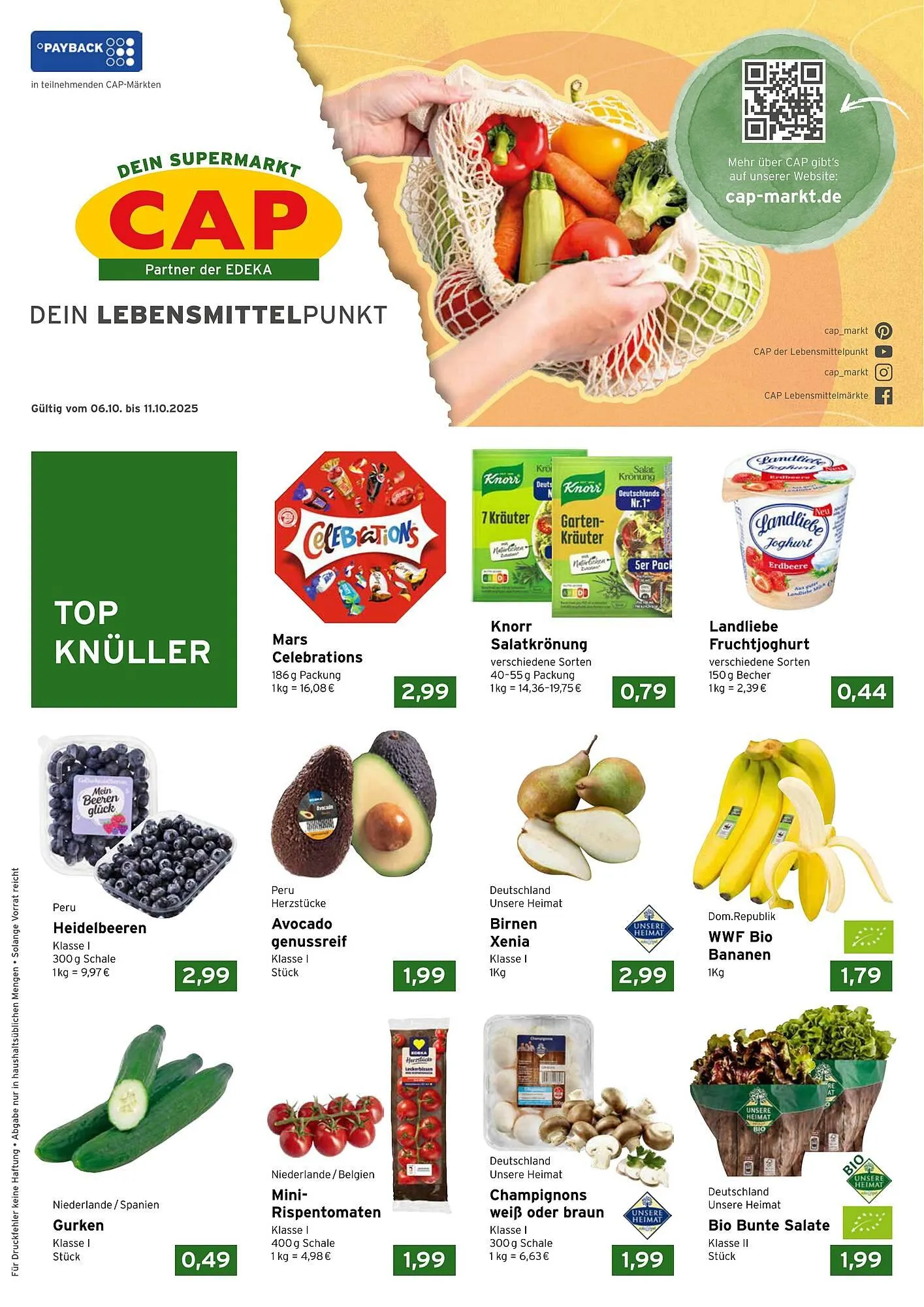 CAP Markt Prospekt von 6. Oktober bis 11. Oktober 2025 - Prospekt seite 1