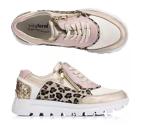 VITAFORM Damen- Sneaker Materialmix Reißverschluss Profilsohle