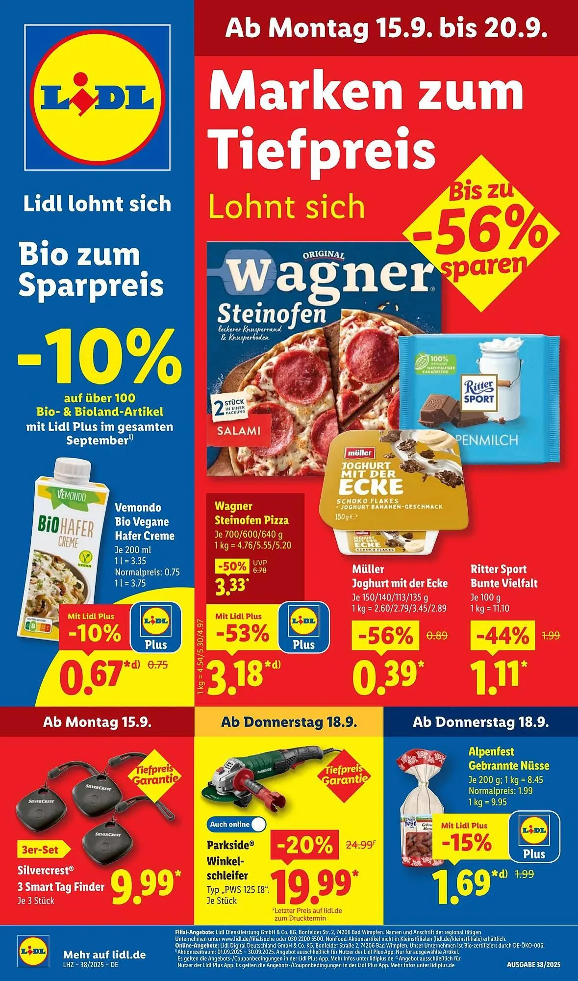 Lidl Prospekt von 15. September bis 21. September 2025 - Prospekt seite 1