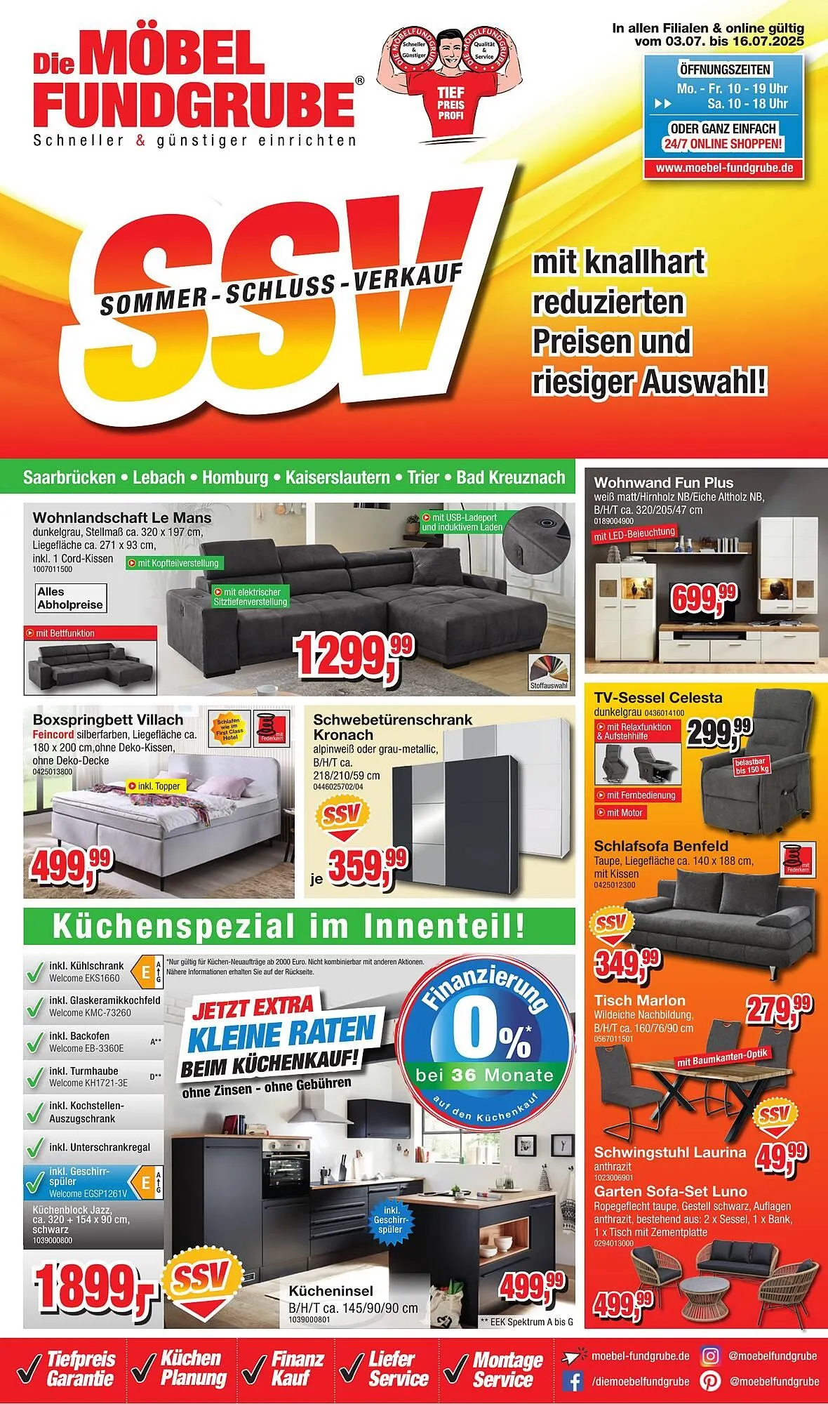 Möbelfundgrube Prospekt von 3. Juli bis 16. Juli 2025 - Prospekt seite 1