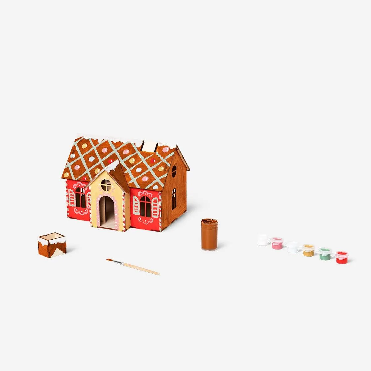 DIY short wooden gingerbread house with paint - 23 cm