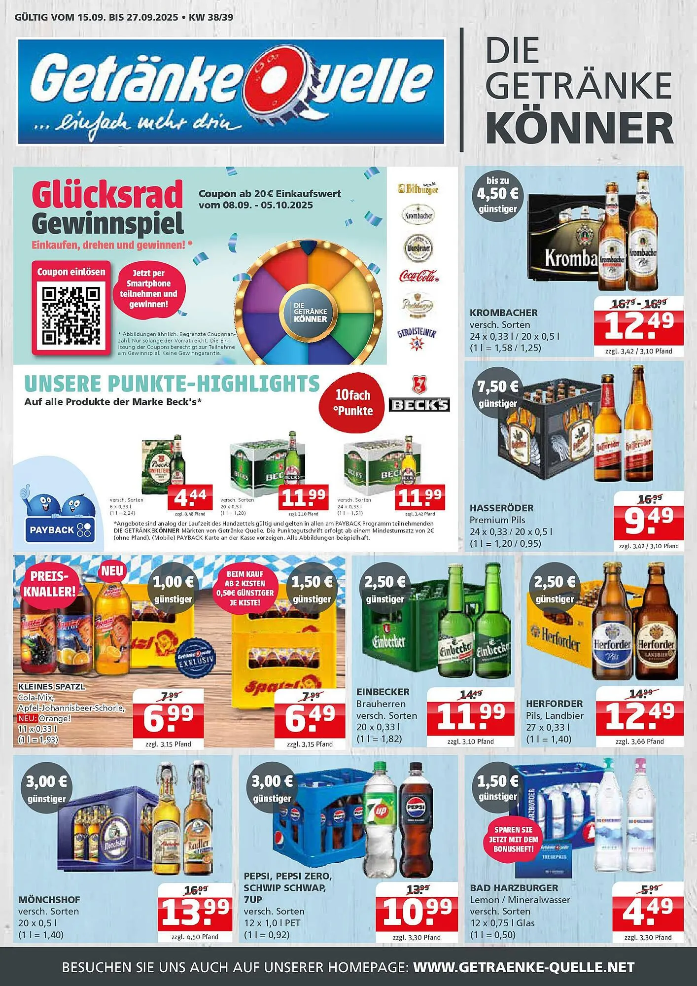 Getränke Quelle Prospekt von 14. September bis 27. September 2025 - Prospekt seite 1