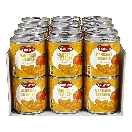 Beste Ernte Mandarin-Orangen leicht gezuckert 175 g Abtropfgewicht, 24er Pack