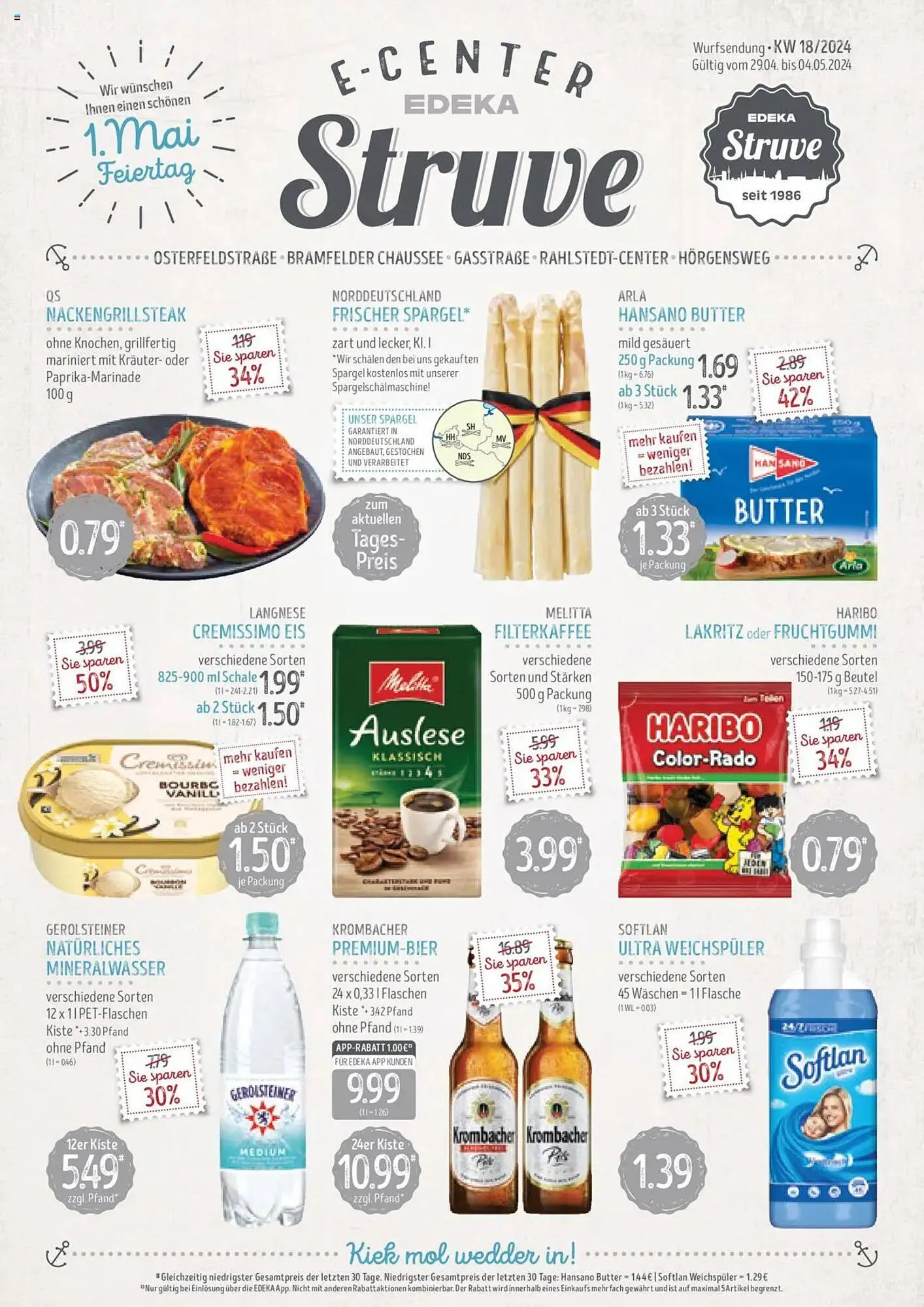 Edeka Struve Prospekt von 29. April bis 4. Mai 2025 - Prospekt seite 1