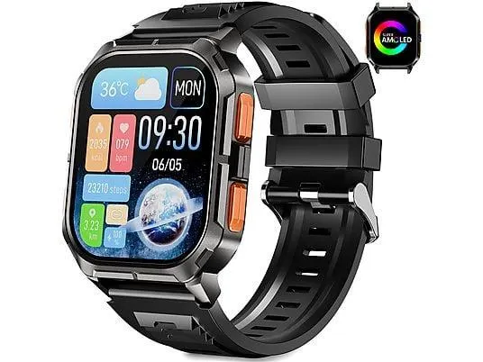 RAYOFI D28 Smartwatch Silikon, 240 mm, Schwarz