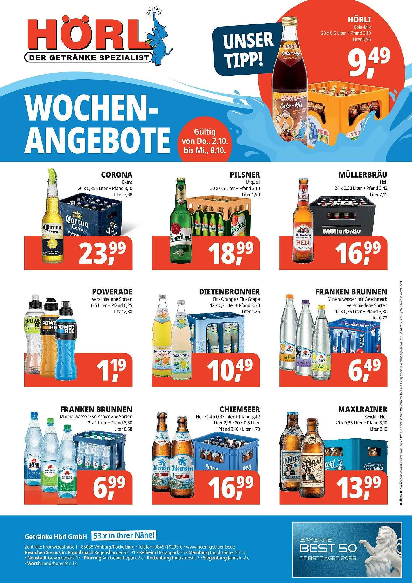 Hörl Getränke Prospekt von 1. Oktober bis 8. Oktober 2025 - Prospekt seite 1