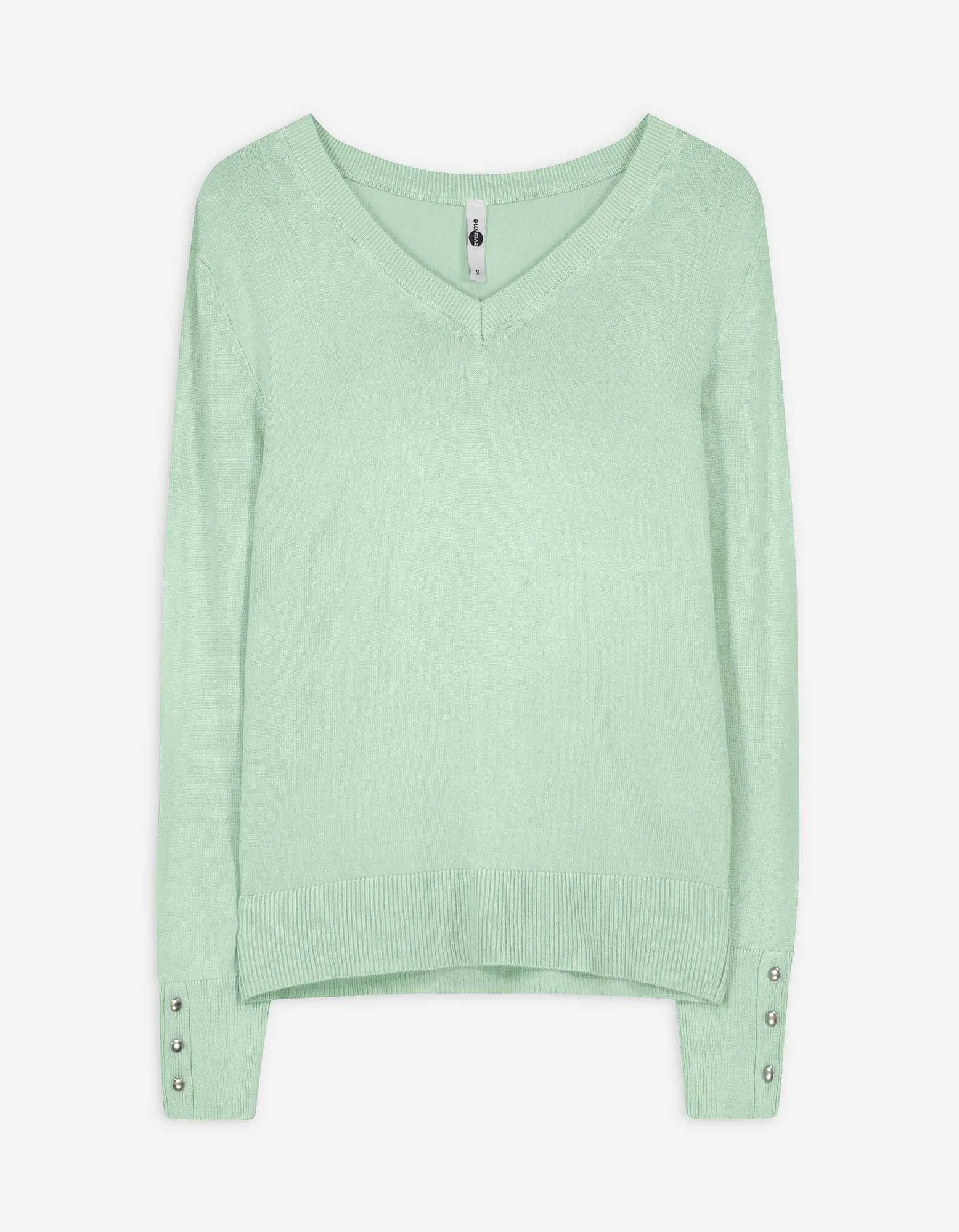 Pullover - Zierknöpfe - grün