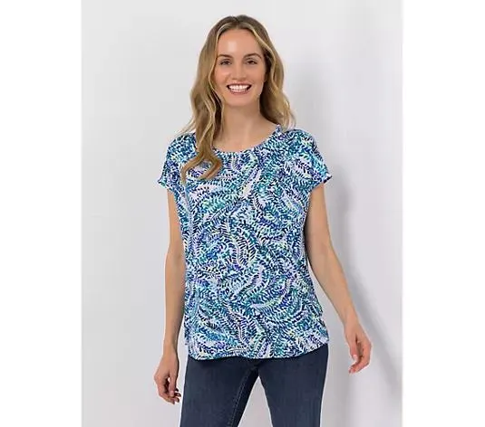 KIM & CO. Shirt, 1/4-Arm Brazil Knit Jersey gerüschte Schulter figurumspielend