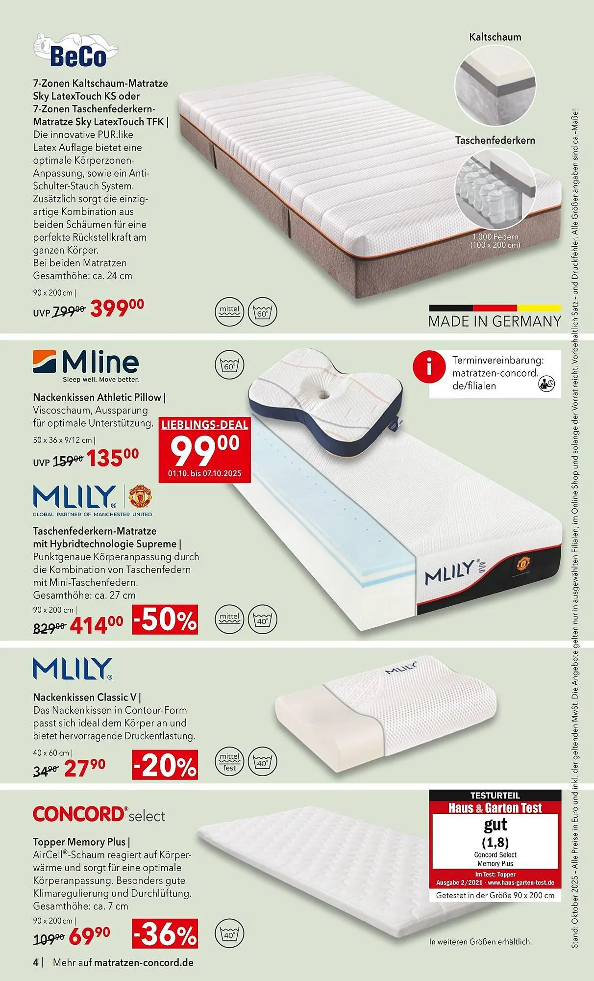 Matratzen Concord Prospekt von 1. Oktober bis 28. Oktober 2025 - Prospekt seite 4