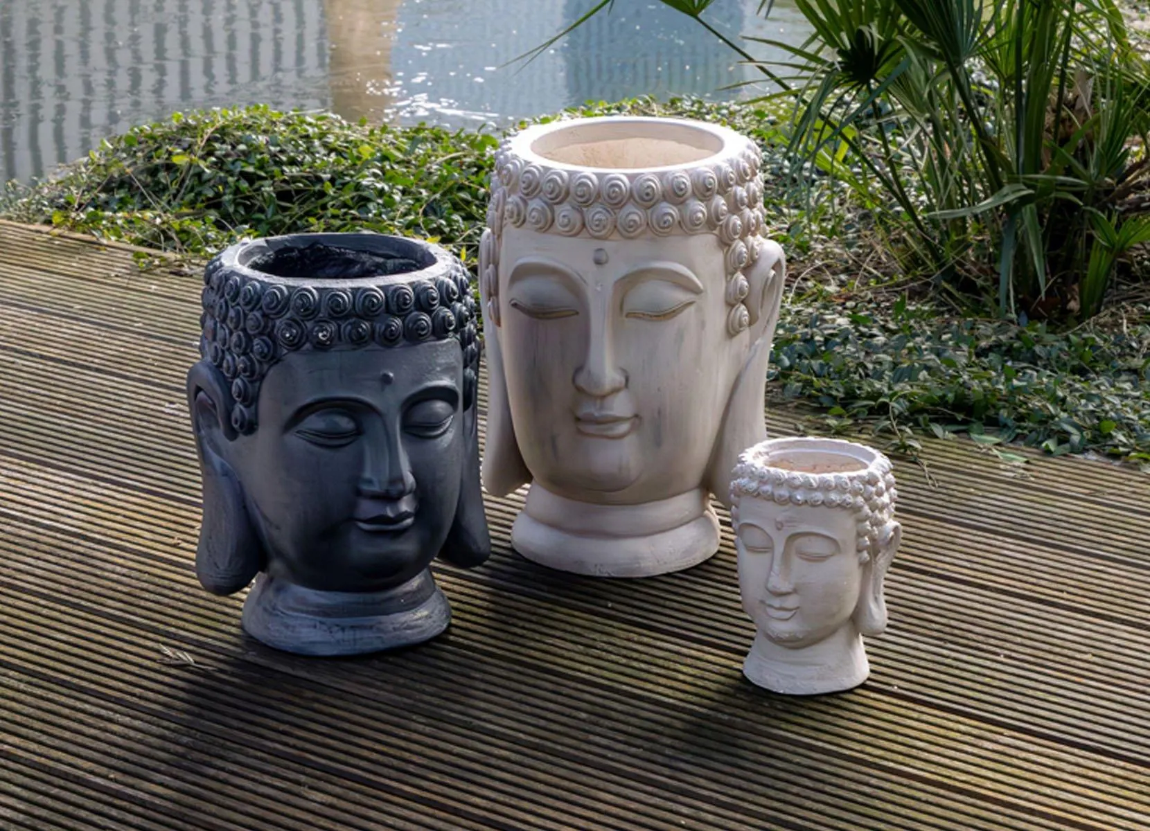 XXL-Pflanztopf Buddha 33x43cm Anthrazit