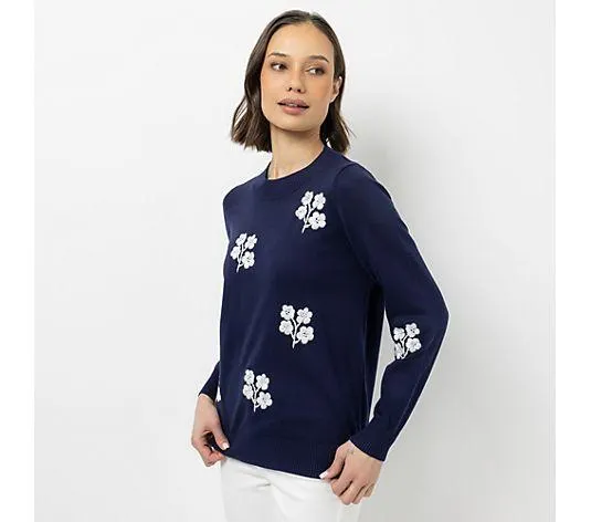 Wählen Sie Ihre Variante: STEFFEN SCHRAUT Pullover Rundhalsausschnitt Blumenstickerei leger weit