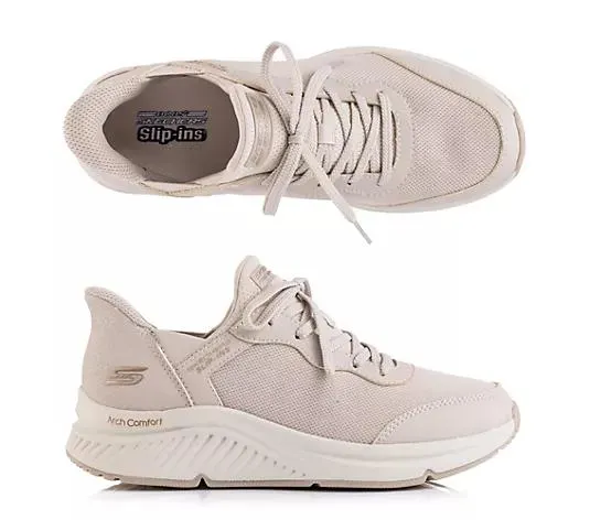 SKECHERS Damen-Sneaker Bobs Arch Comfort Materialmix Hands Free Slip-Ins®