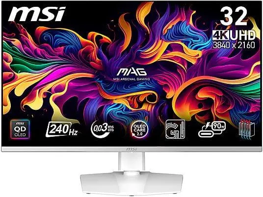 MSI MPG 321URXWDE QD-OLED 31,5 Zoll UHD 4K Gaming Monitor (0,03 ms Reaktionszeit, 240 Hz)
