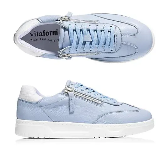 VITAFORM Damen- Sneaker Hirschleder 2 Reißverschlüsse Sohle Marla