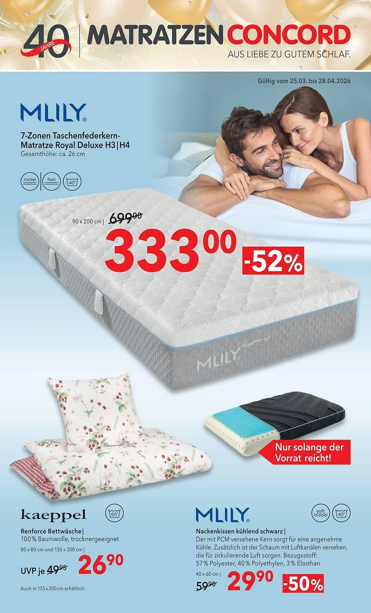 Matratzen Concord Prospekt von 25. März bis 28. April 2026 - Prospekt seite 1