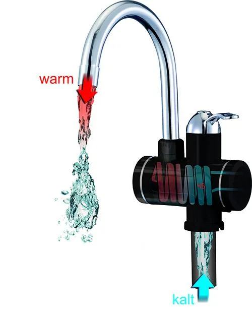 2in1 Armatur-Durchlauferhitzer/ Wasserhahn Schwarz