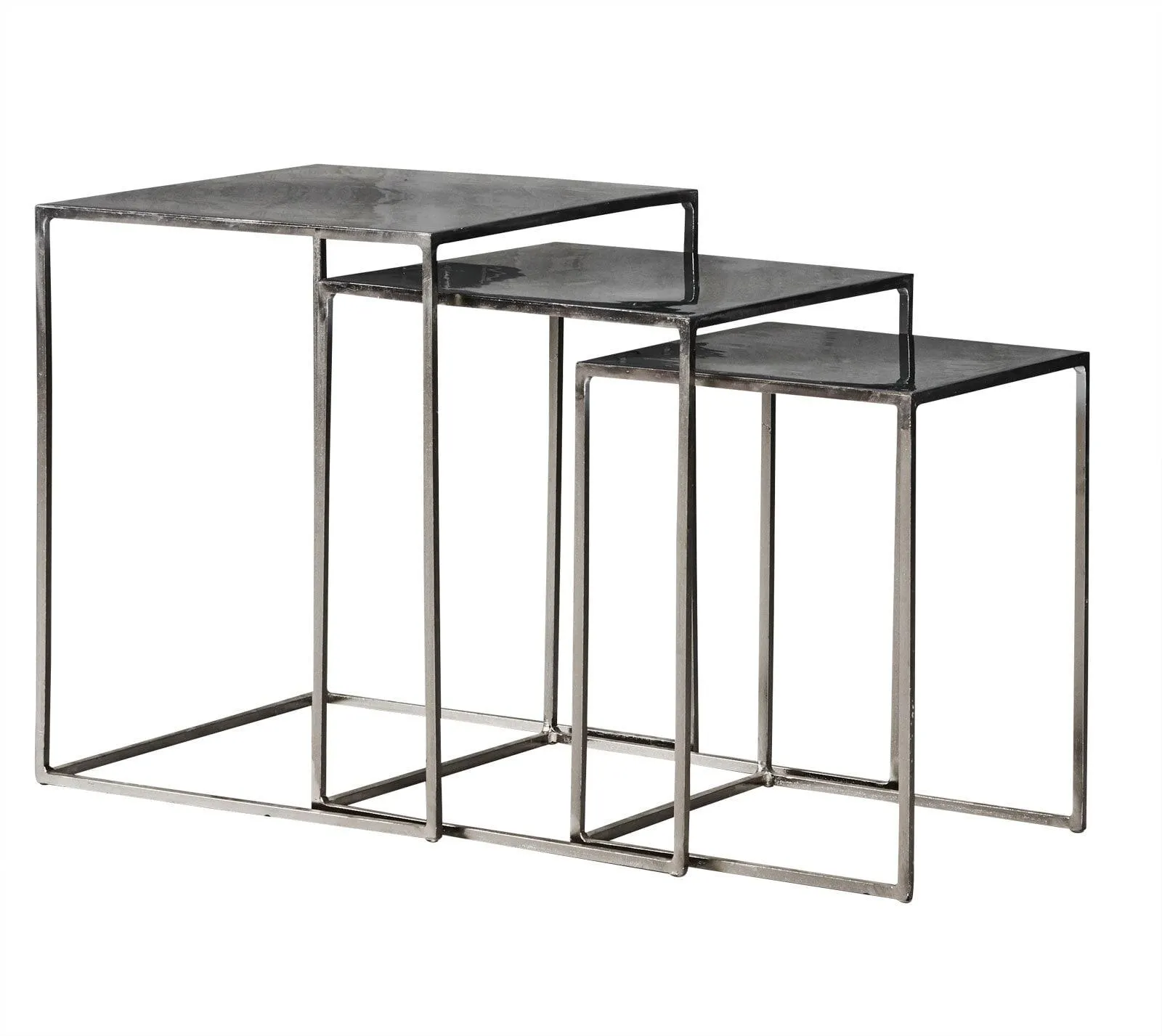 Beistelltisch FRELA 3-teilig schwarz silber