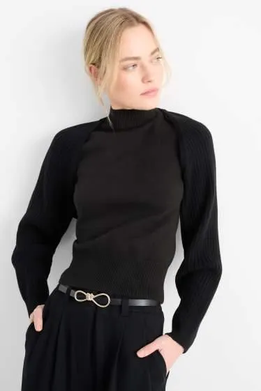 Set - rib knit top and bolero - 2 piece