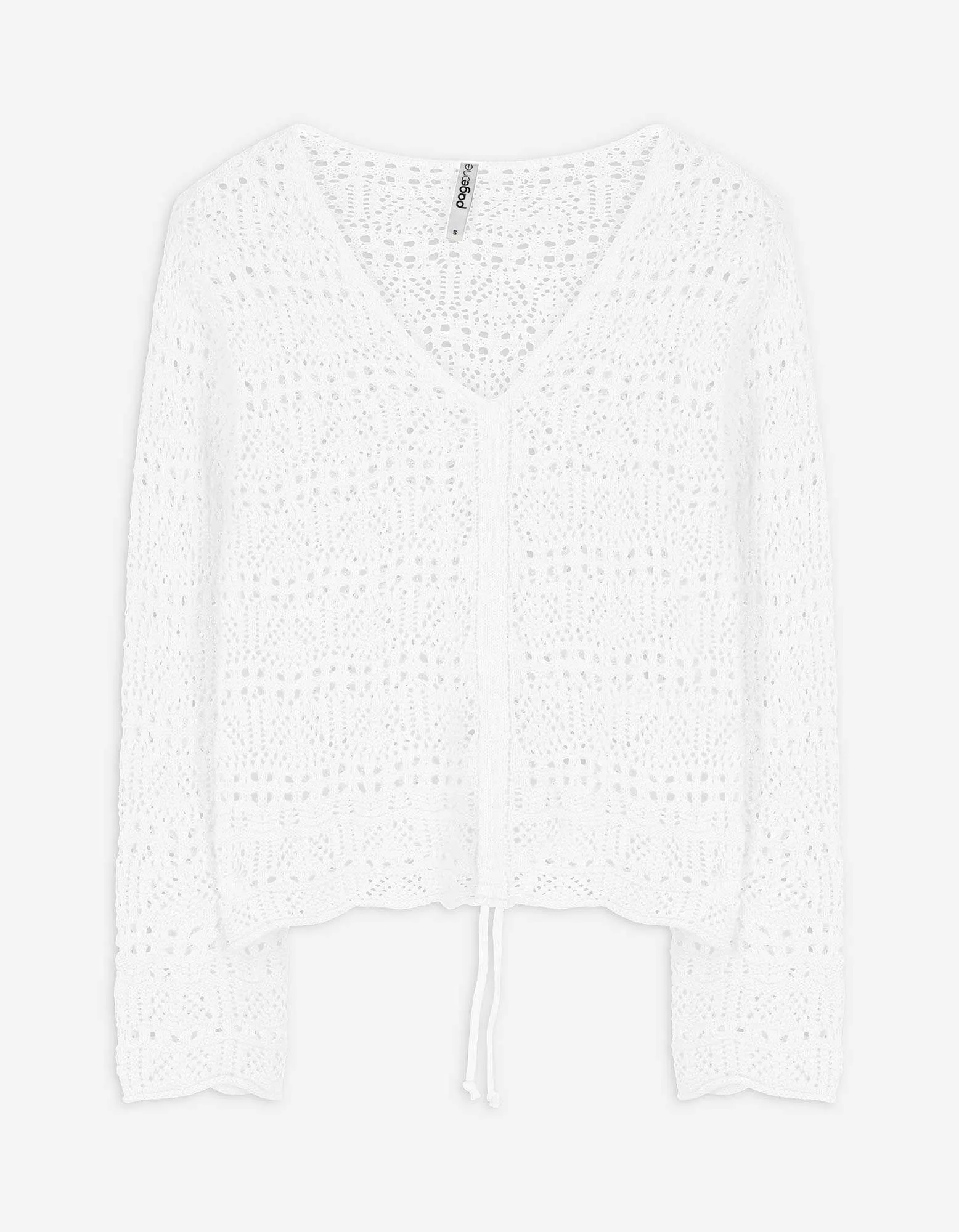 Pullover - Schnürung - weiß