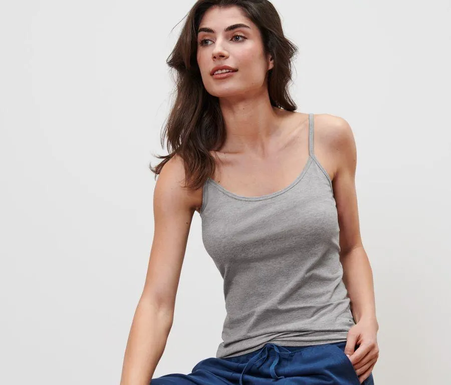 5 Spaghetti-Hemdchen, weiß, schwarz, grau