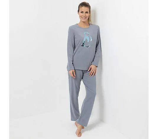 LITTLE ROSE Pyjama, 1/1-Arm Mikrofaser Fleece Tiermotiv Hologramm Folie