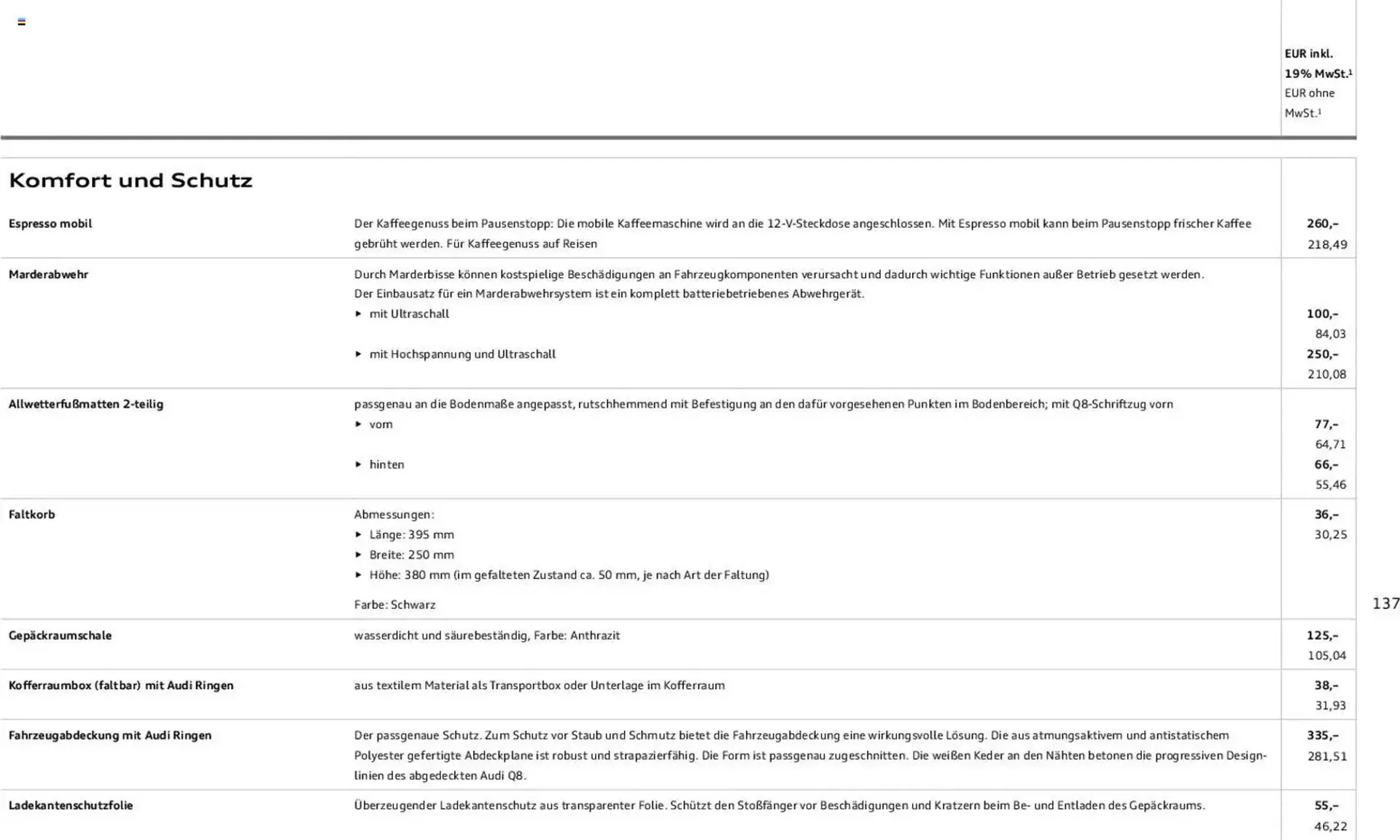Audi Prospekt von 6. November bis 6. November 2026 - Prospekt seite 137