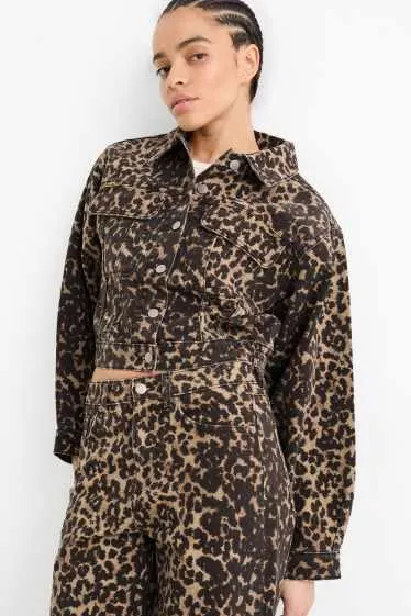 Denim jacket - leopard print