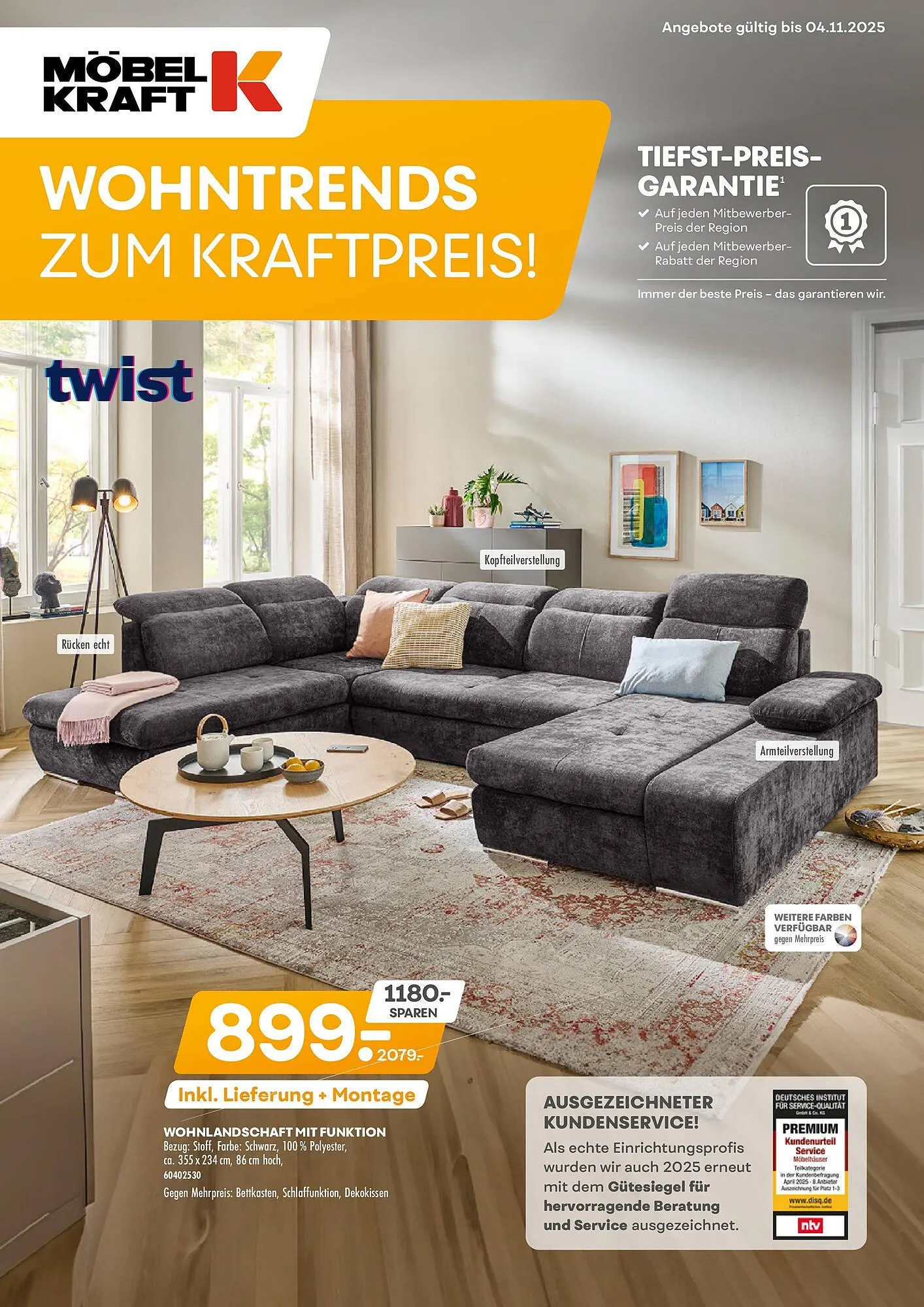 Möbel Kraft Prospekt von 7. Oktober bis 4. November 2025 - Prospekt seite 1