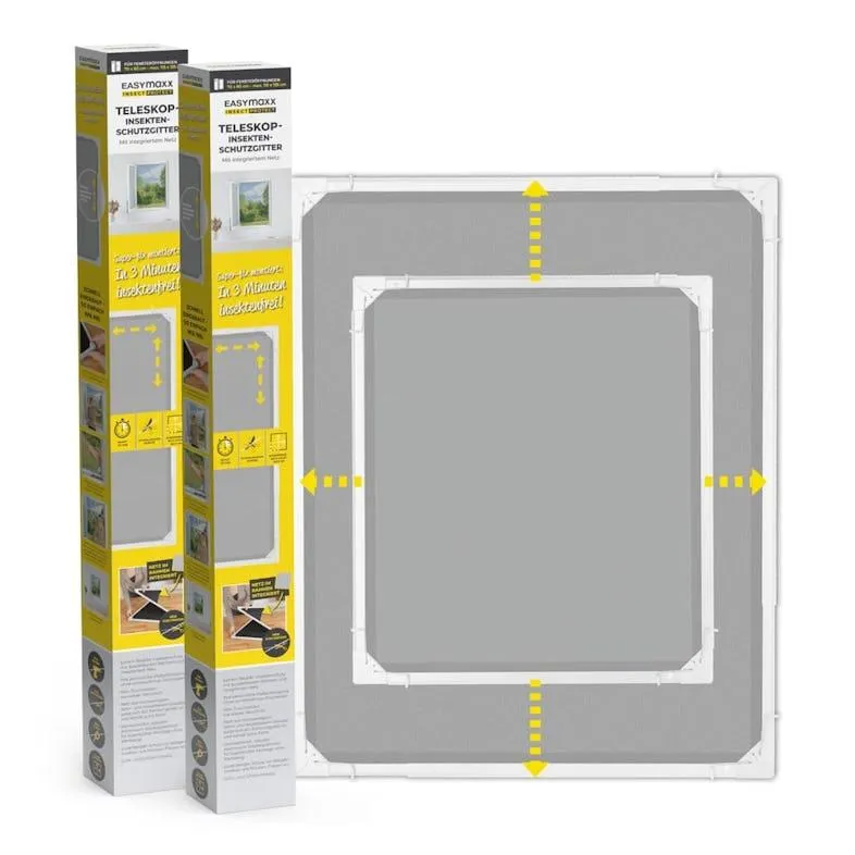 EASYmaxx Insect Protect - Teleskop-Insektenschutzgitter - weiß - 2er-Set