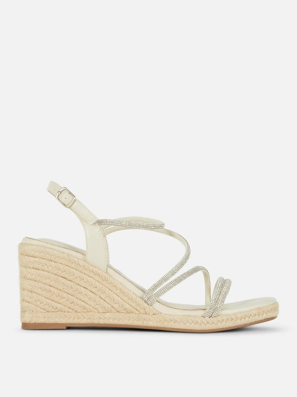 Keilsandaletten mit Strasssteinen in weiter Passform