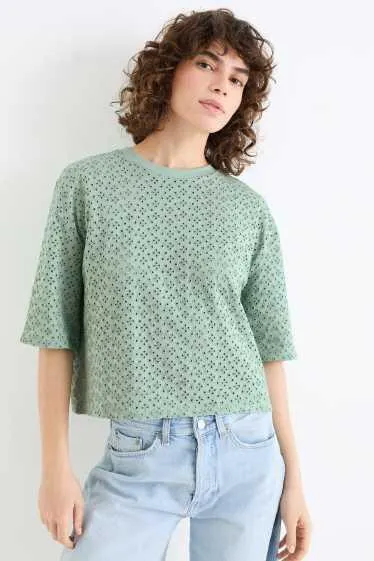 T-shirt - relaxed fit - broderie anglaise