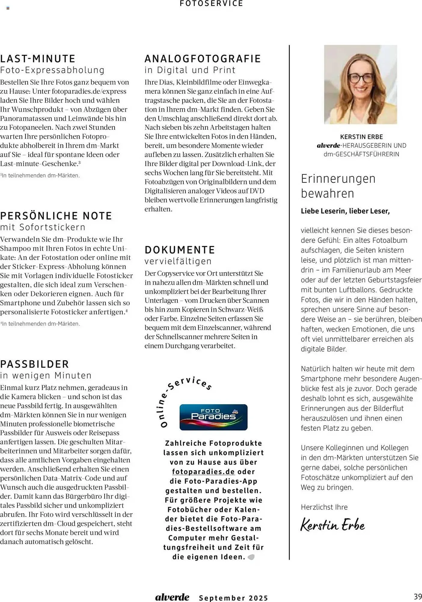 dm drogerie Magazin von 1. September bis 30. September 2025 - Prospekt seite 39