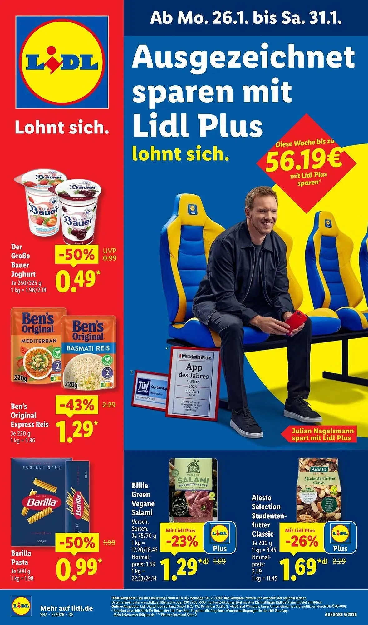 Lidl Prospekt von 26. Januar bis 1. Februar 2026 - Prospekt seite 1