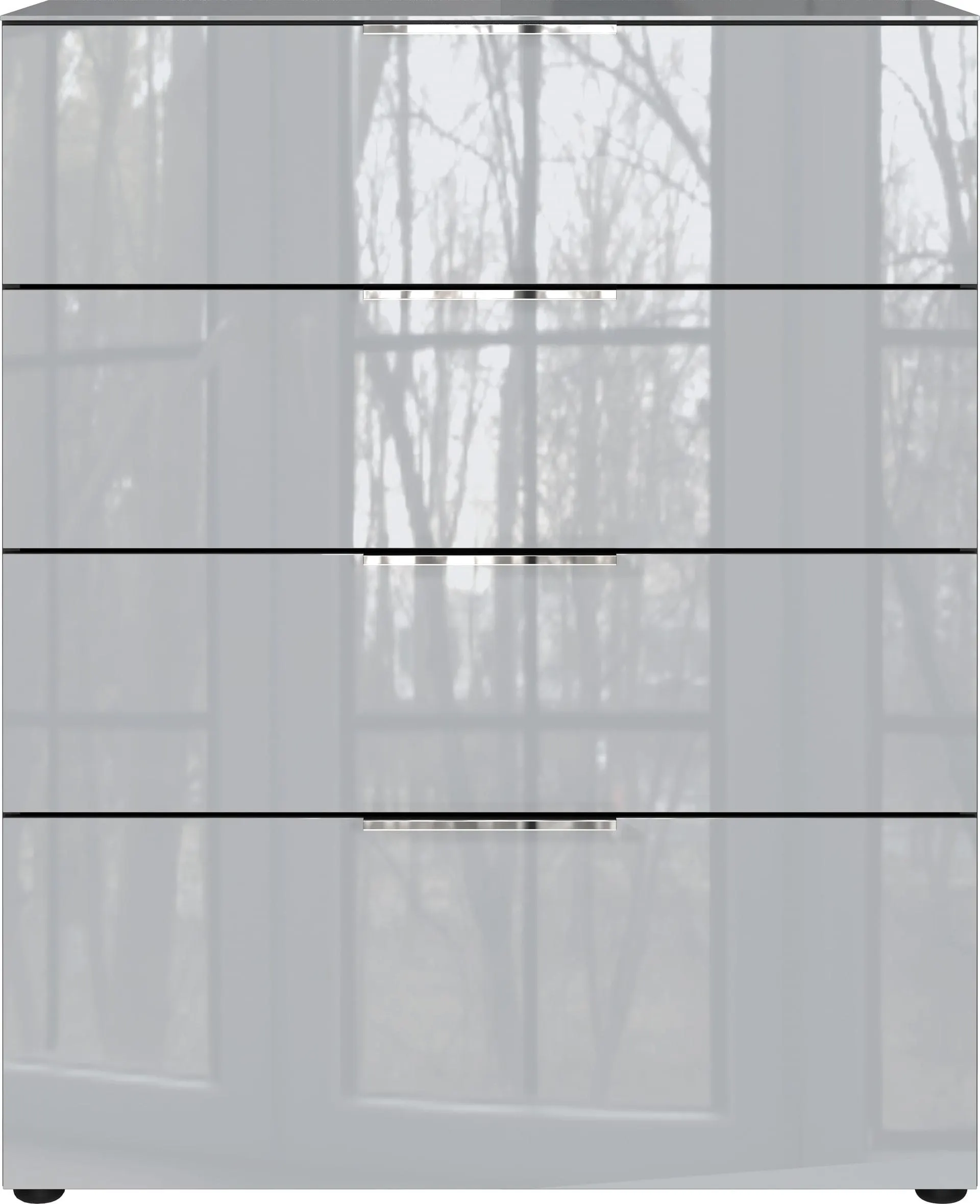 CASAVANTI Kommode OAKLAND 83 x 102 cm Glas Graphit/Silbergrau