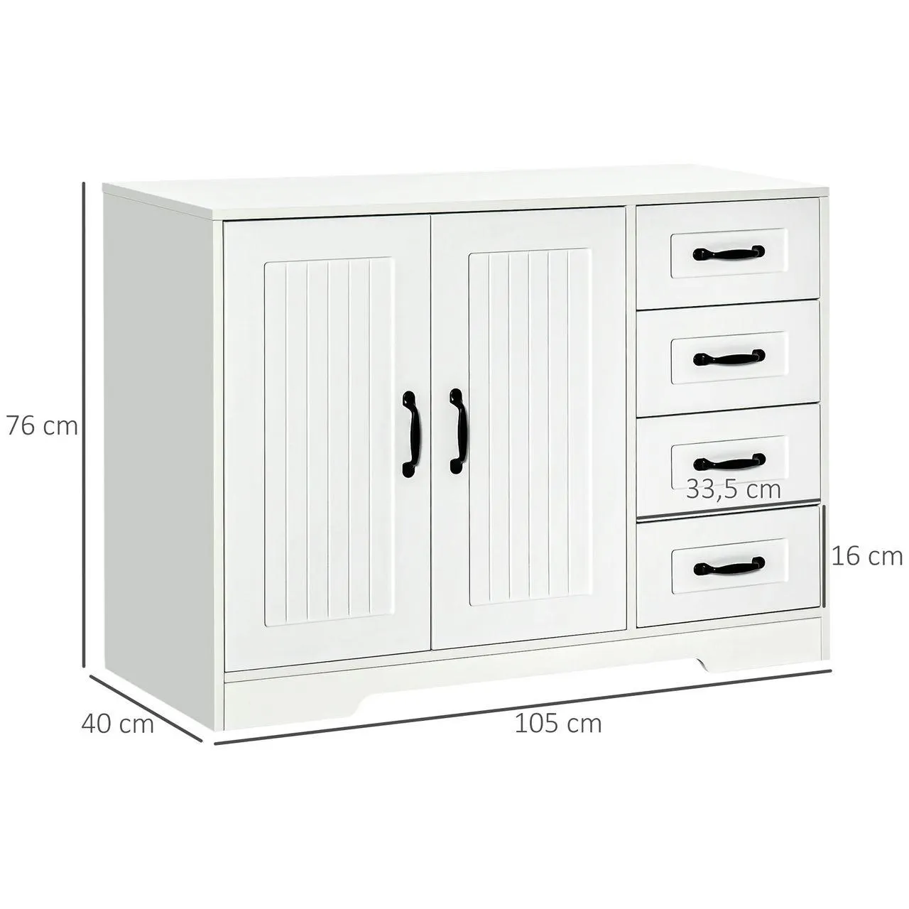 Sideboard Beistellschrank mit 4 Schubladen, verstellbarem Einlegeboden