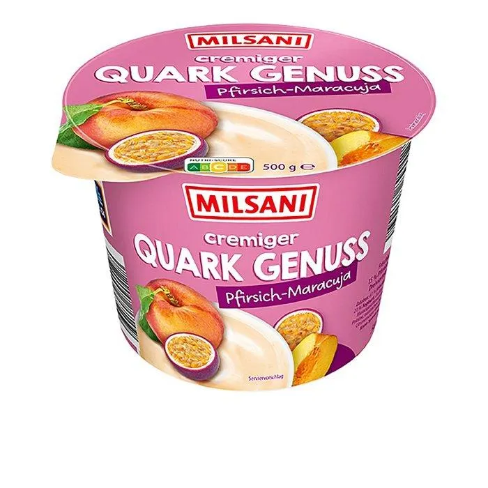 MILSANI cremiger Quark-Genuss 500 g, Pfirsich-Maracuja
