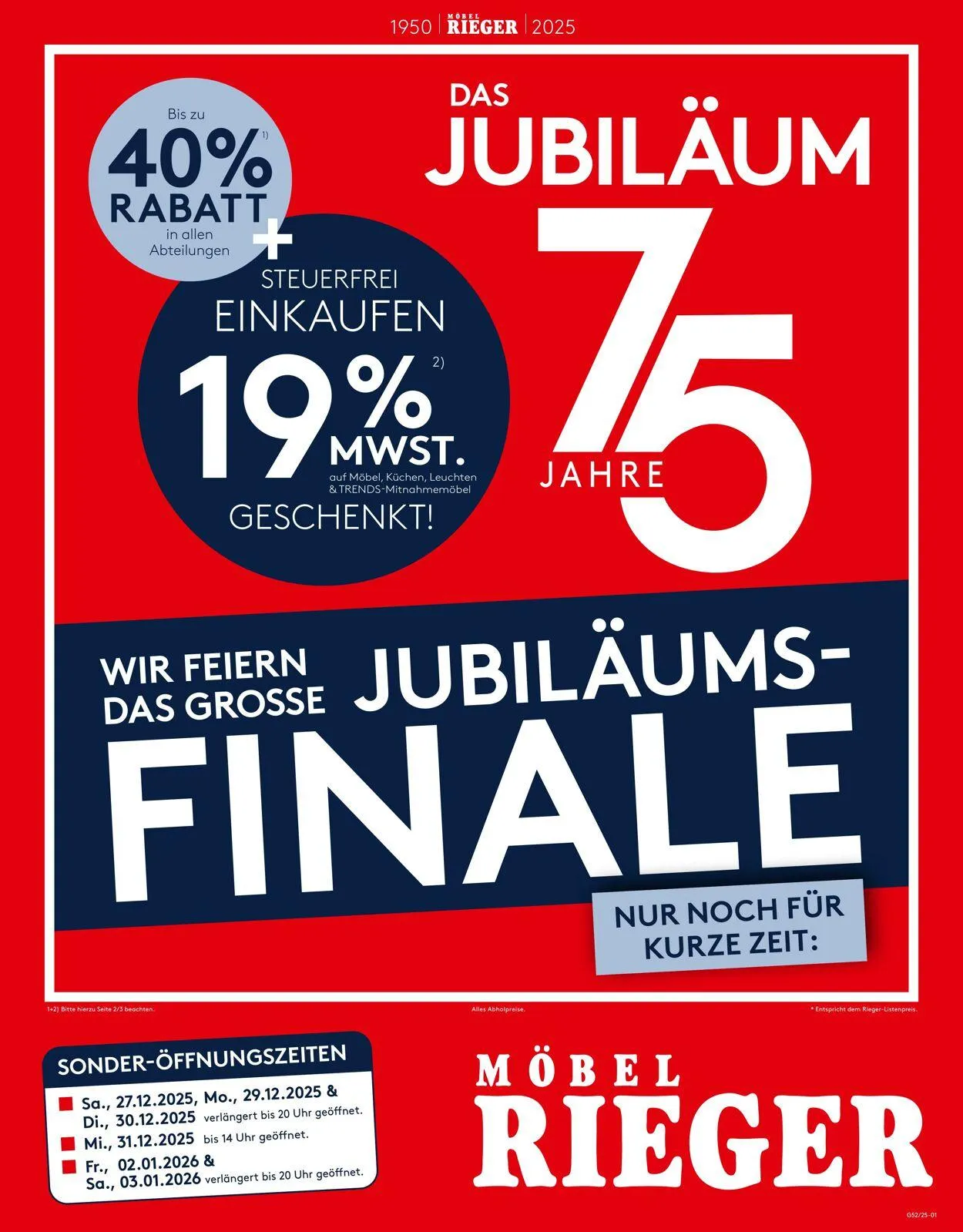 Möbel Rieger von 23. Dezember bis 23. Januar 2026 - Prospekt seite 1