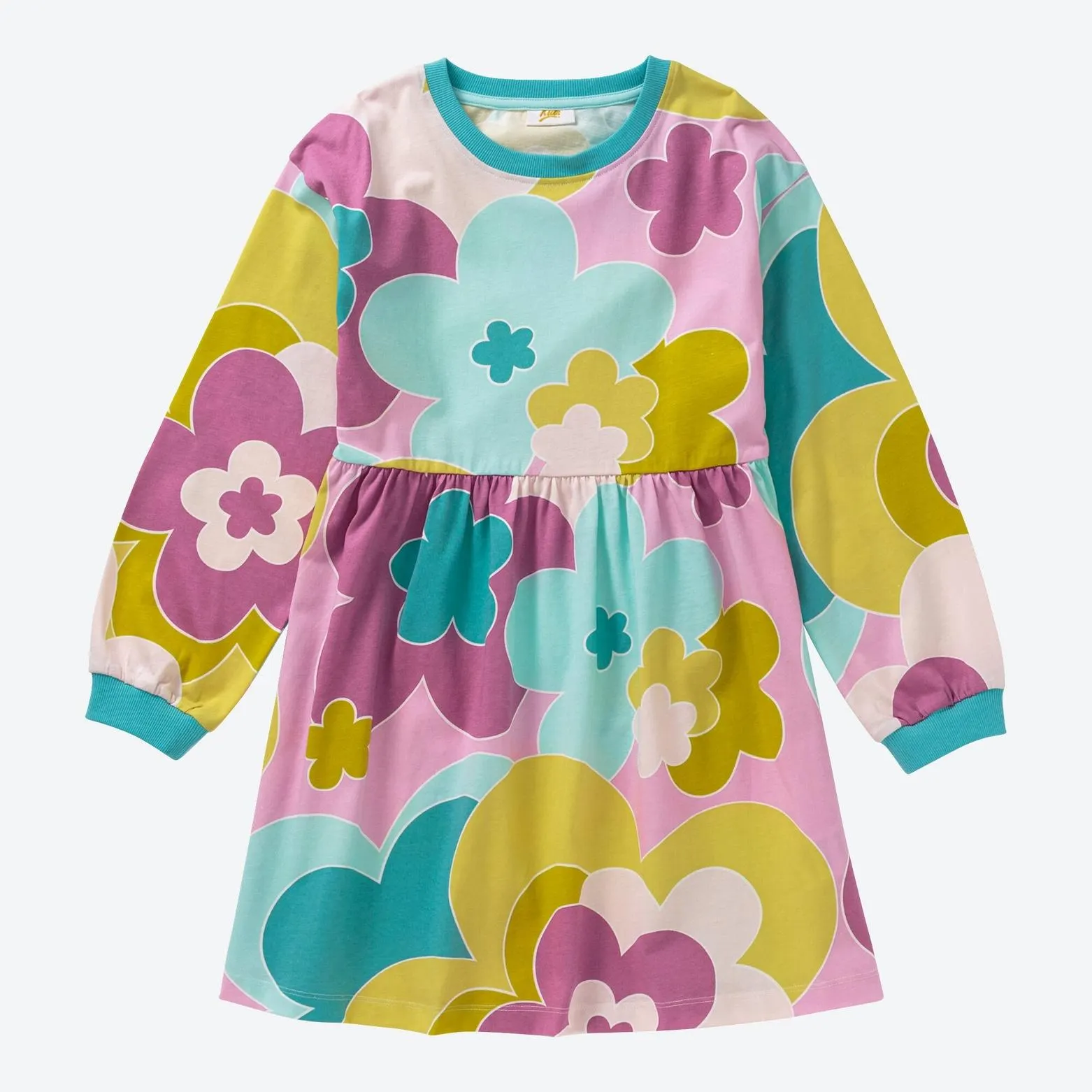 Kinder-Mädchen-Kleid mit bunten Blumen gemustert
